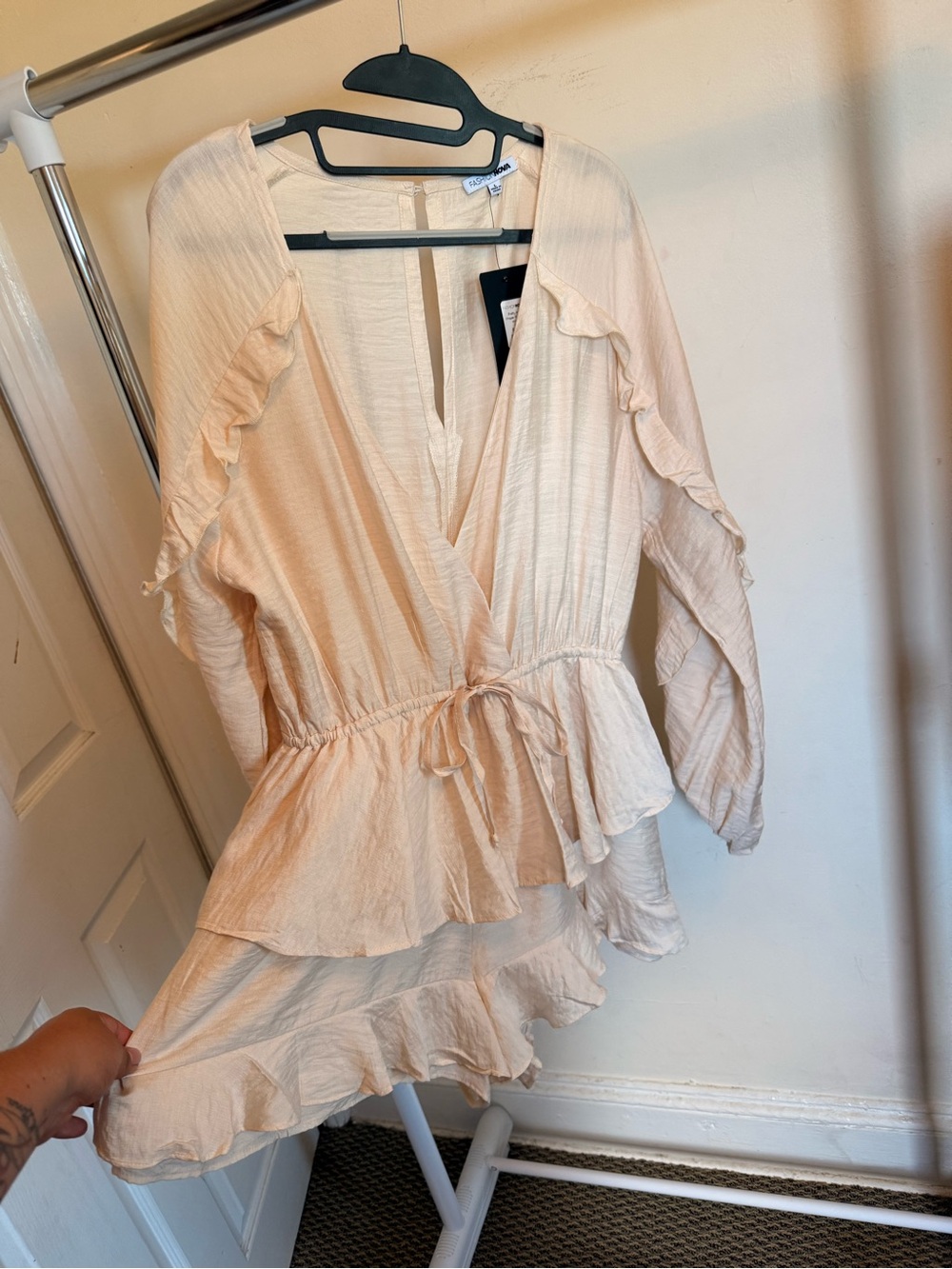 Light Cream Ruffle Romper - Picture 2 of 4